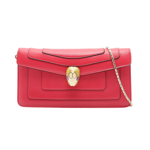 桃紅色 牛皮 Serpenti Forever Chain Clutch 肩背包【BVLGARI 寶格麗】 285167