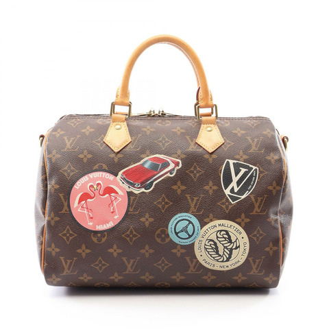 路易威登 Speedy Bandouriere 30 手提包 M43231 Monogram World Tour 棕色