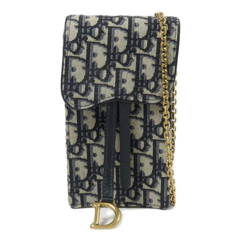 Dior 帆布Saddle Pouch鏈帶手機袋