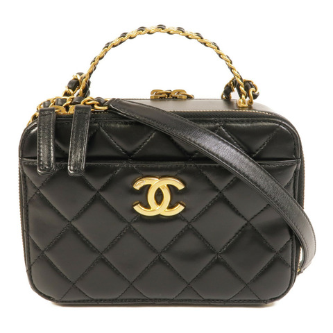 CHANEL 羊皮皮革Vanity Case鏈帶手挽肩背兩用袋