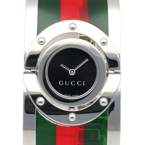 Gucci Toile腕錶，不鏽鋼112石英機芯，拋光，女士款，GUCCI寬手鐲