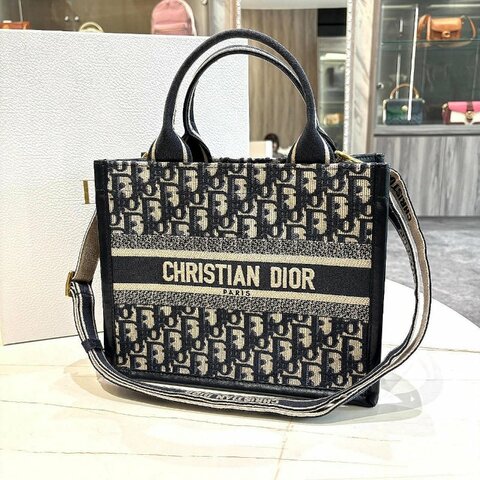 Dior Book Tote 藍色老花刺繡小型托特包