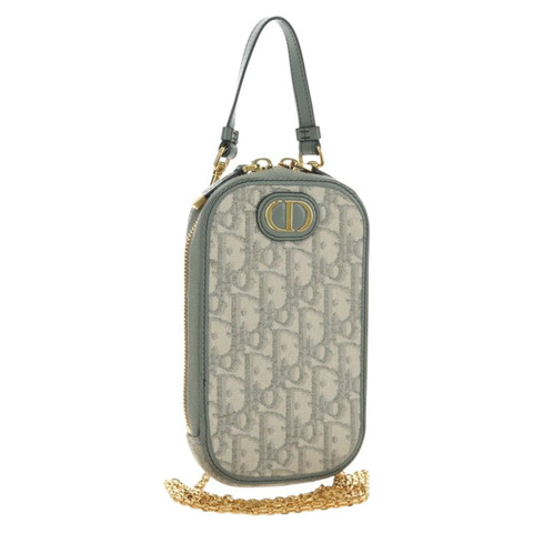 Christian Dior Oblique 30 手機外殼 Trotter 帆布鏈條包 灰色 正品 184749M
