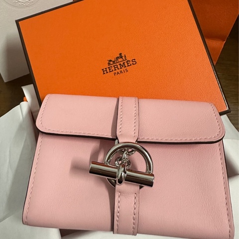 hermes 粉色卡夾 Glenan 愛馬仕 零錢包