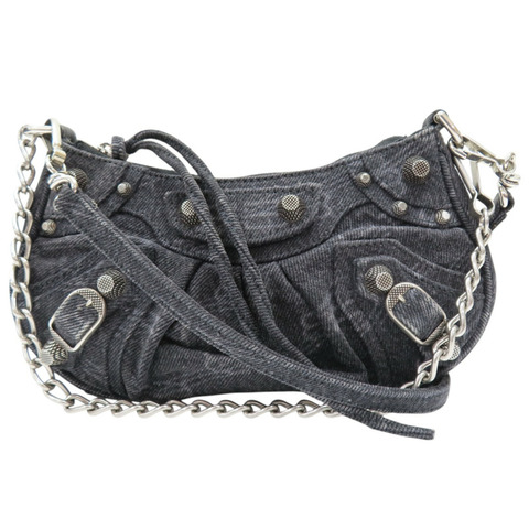 黑色 單寧布 Le Cagole Mini 肩背包【BALENCIAGA 巴黎世家】 695814