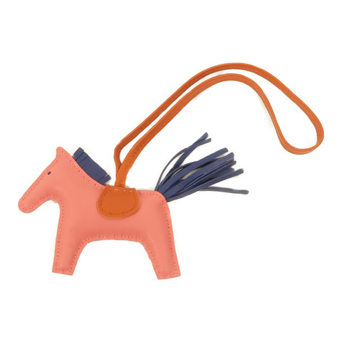 HERMES Milo皮革Rodeo PM掛飾Rose Azalee/Bleu de Malte/Cornaline