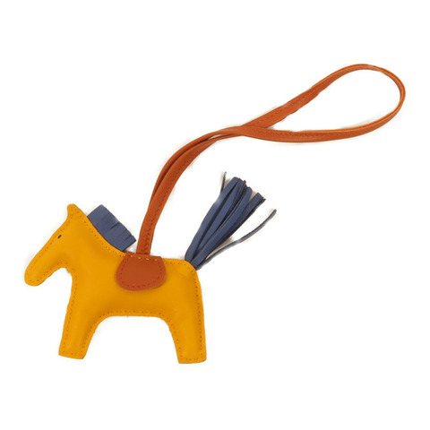 HERMES Milo皮革Rodeo PM掛飾9V Jaune d'Or/R2 Bleu Agate/3B Cornaline