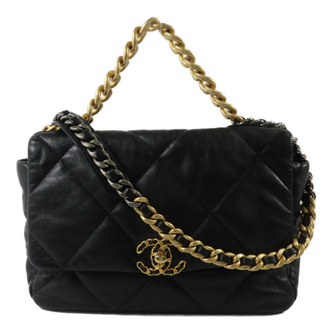 CHANEL 羊皮皮革Chanel 19 Large鏈帶手挽肩背兩用袋