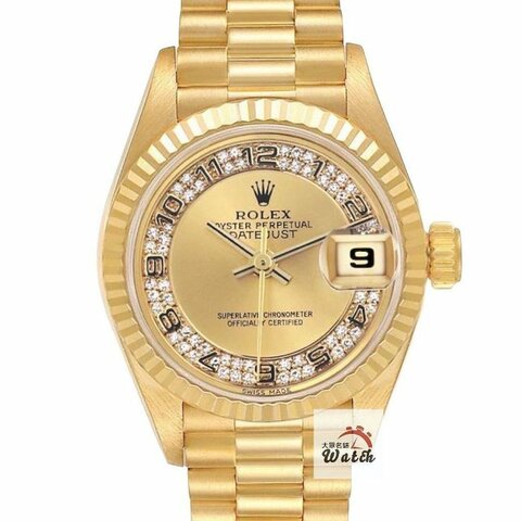 【大眾名錶】ROLEX 勞力士 69178 Datejust 蠔式18K金女錶 原廠MA數字多層鑽面盤 大眾名錶G325