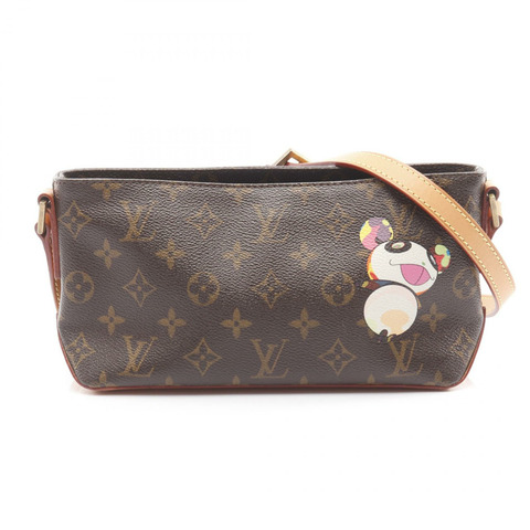 棕色 原花 Panda 帆布 村上隆聯名 Trotteur 肩背包【LOUIS VUITTON LV 路易威登】 M51241