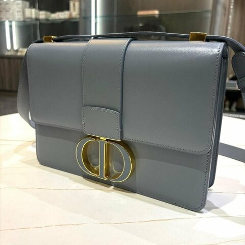 Dior 30 Montaigne 蒙田 雲藍灰色 光滑小牛皮 CD 搭扣翻蓋包