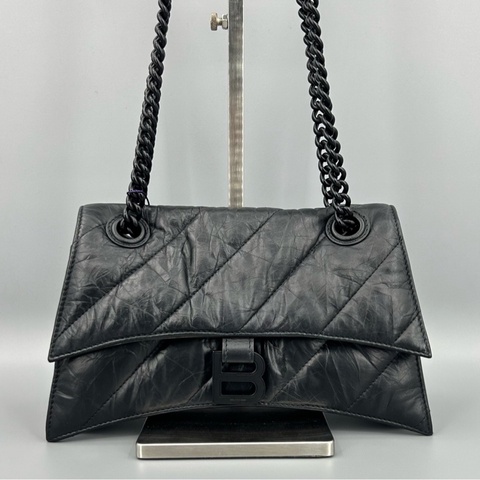 Balenciaga 巴黎世家 Crush黑色沙漏鏈條單肩斜挎包