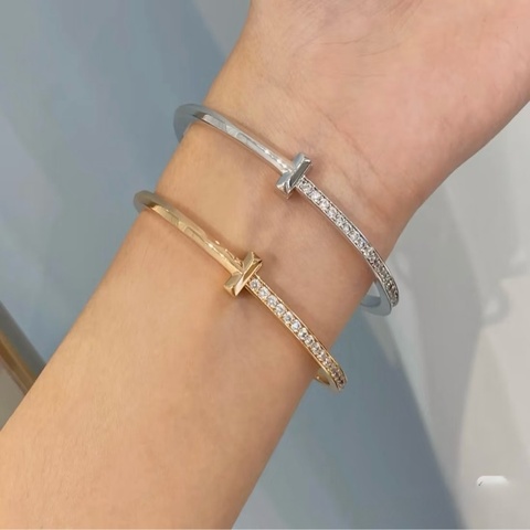 全綱最低Tiffany 蒂芙尼T1系列半鑽手鐲 白金中號