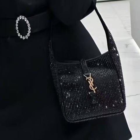 ✨YSL聖羅蘭｜黑金滿天星水鑽mini le57 Hobo｜閒置新