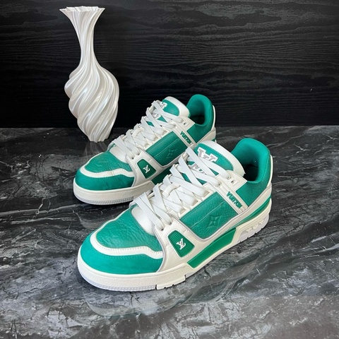 Louis Vuitton路易威登白綠浮雕Trainer板鞋 40碼95新