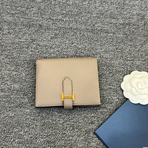 愛馬仕Hermes Bearn 短錢包/錢夾 Compact大象灰金扣 epsom皮