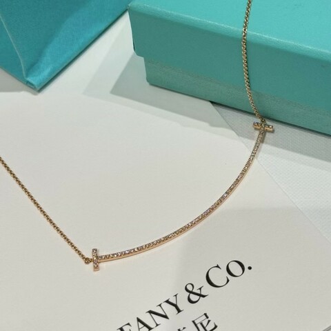 Tiffany&Co 大號笑臉項鍊 18k玫瑰金滿鑽