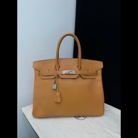 Hermes Birkin35沙灘金馬鞍皮Vache
框C刻