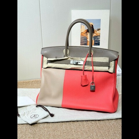 Hermes 愛馬仕 絕版 Club Birkin35 鉑金包 三拼色