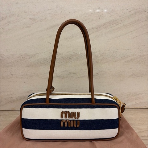 Miu Miu Beau 藍白條紋保齡球包