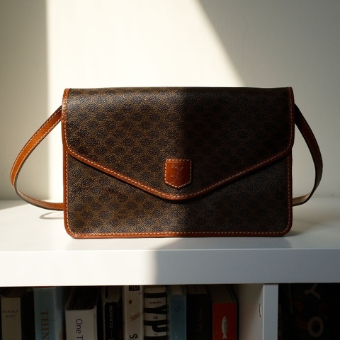 CELINE 1980s Macadam深色老花信封包