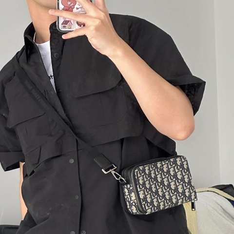 DIOR迪奧 Oblique經典刺繡老花滿印 單肩斜挎包 相機包盒子包 男女同款