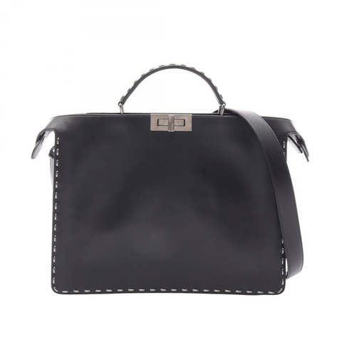 FENDI Peekaboo I See You 中型兩用肩背包 7VA529 黑色皮革 二手