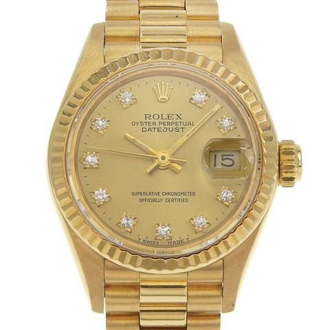 勞力士 Datejust 69178G（R 序號，約 1987-88 年），金錶盤，10 顆鑽石點綴，18K 黃金，72.2 克，自動機芯，26 毫米腕錶。