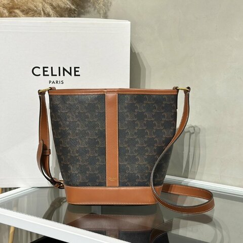 CELINE Triomphe凱旋帆布水桶包 - 小號