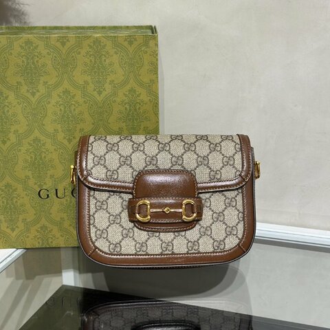 GUCCI Horsebit 1955馬銜釦馬鞍包 - Mini棕