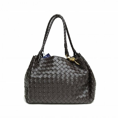 BOTTEGA VENETA 烏木色羊皮金扣深巧克力色Parachute新款降落傘包肩背包