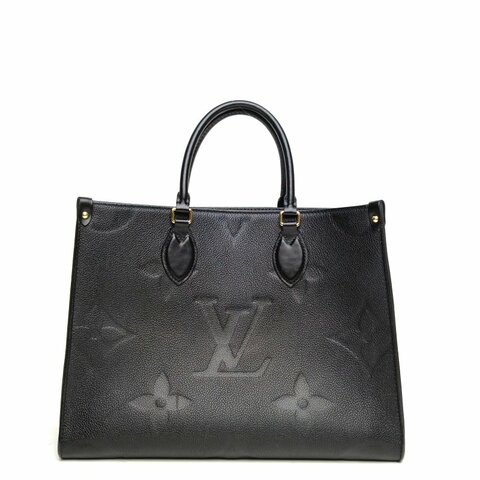 LOUIS VUITTON Onthego中號黑色牛皮晶片老花壓紋肩背包