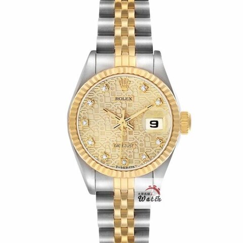 【大眾名錶】ROLEX勞力士69173 Datejust 蠔式女錶 半金款 金色十鑽紀念面 台灣保單 大眾名錶B1376