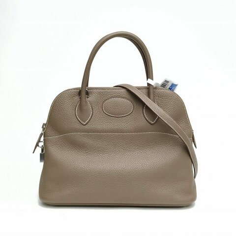 HERMES Bolide保齡球包31大象灰TC皮X刻銀扣肩背包