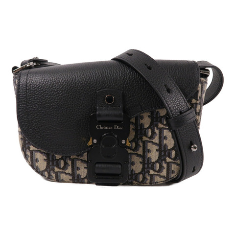 Dior 帆布/牛皮皮革Mini Saddle Messenger Bag with Flap肩背袋