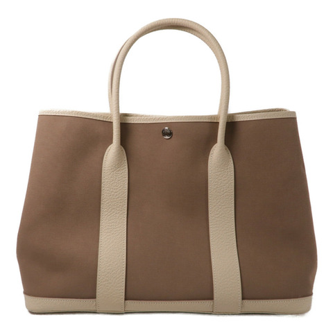 HERMES Toile H帆布Garden Party PM手挽袋Etoupe/Nata