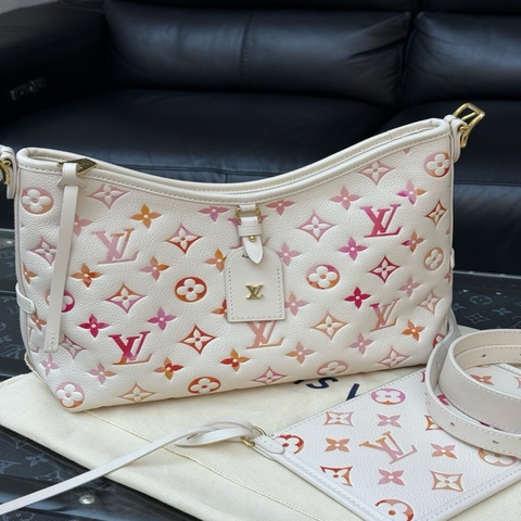 LV/路易威登  Carryall PM紅粉漸變拼米白色小號子母包 芯片款 尺寸：28*12*23