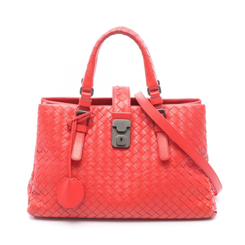 BOTTEGA VENETA Intrecciato 2WAY 手提包，紅色，二手，女士款，皮革材質