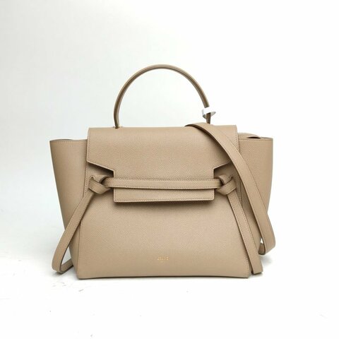 CELINE Belt鯰魚包Micro淺駝色牛皮金扣肩背包