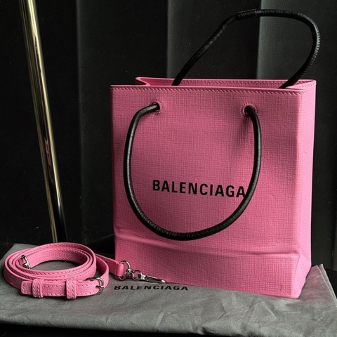 巴黎世家/Balenciaga  粉色小號購物袋斜挎手提包