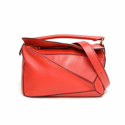 LOEWE Puzzle29幾何包中號紅色牛皮肩背包