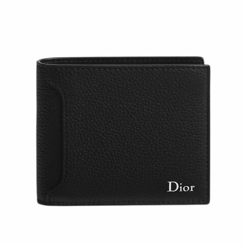 【Dior 迪奧】Archie 粒面小牛皮 對折 卡夾 皮夾 短夾 黑色 2LLBH095MAR_H00N