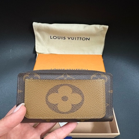 LOU經典老花棕色短夾