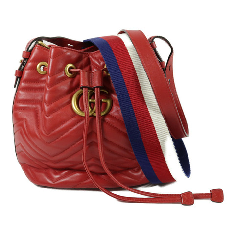 GUCCI 牛皮皮革GG Marmont Bucket手挽肩背兩用袋