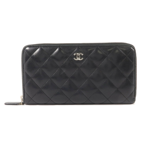 CHANEL 羊皮皮革Long Round Wallet長錢包