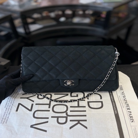 CHANEL香奈兒 timeless 黑銀 菱格 腋下包