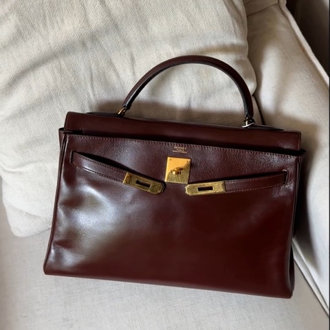 【氣質中古款✨有厚重故事感🤎全網最低價✨】愛馬仕 Hermes Kelly32 box 金扣 哈瓦那色 中古款式