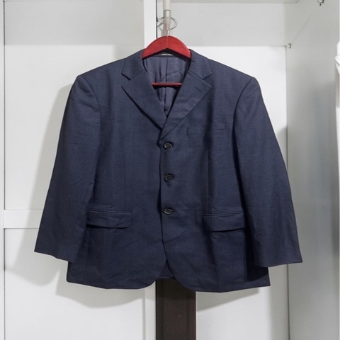 Cerruti1881 wool cashmere 羊絨混紡三釦西裝外套  雙開衩老爺爺羊毛西裝外套 男 size48 vintage