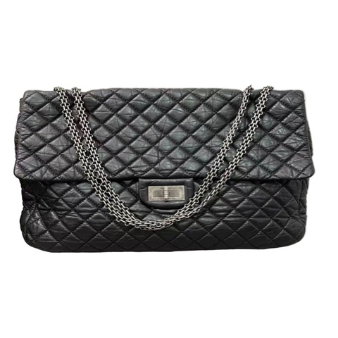 Chanel 黑銀2.55 托特機場鏈條包