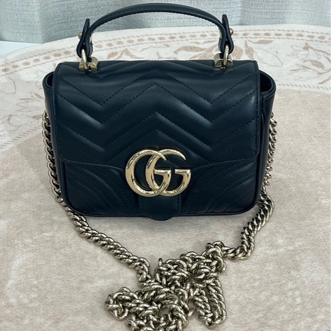 Gucci 古馳新款馬蒙菱格紋手提鏈條單肩包26年